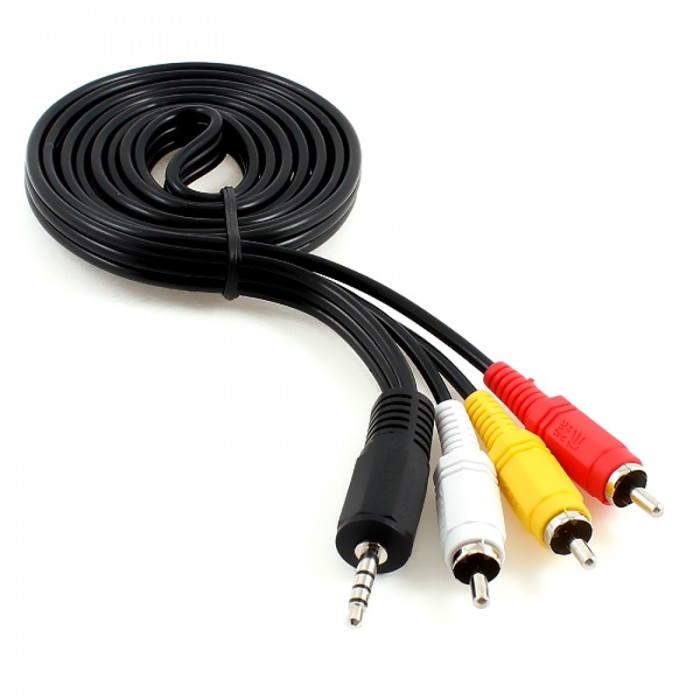 Kabel AV in Adapter 3 RCA Male to Jack 3,5mm Male Video Audio Stereo - Kabel 1 Jack Mini ke 3 Jack RCA