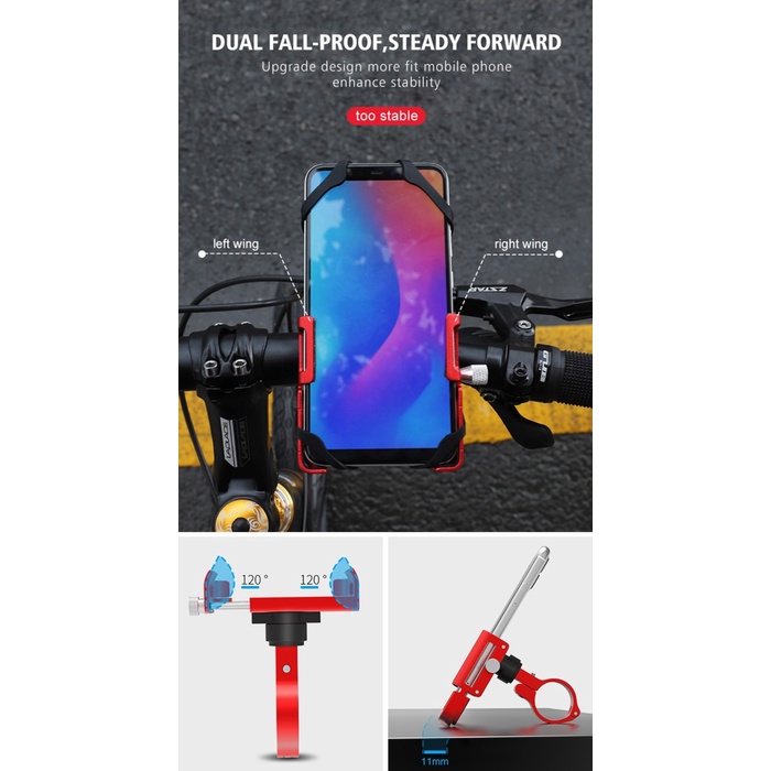 GUB P10 P30 Phone Holder HP Sepeda Motor Anti Getar Alumunium Alloy