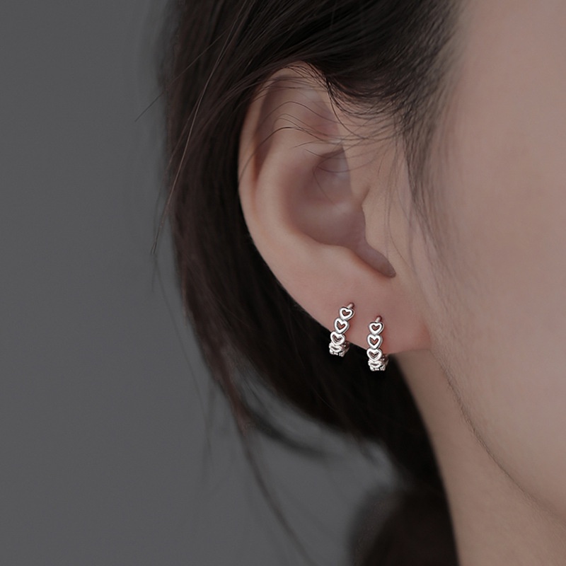 Love Ear Buckle 925anting Sterling Silver Anting Berbentuk Hati Niche Ins Tide Ear Studs Untuk Wanita Perempuan