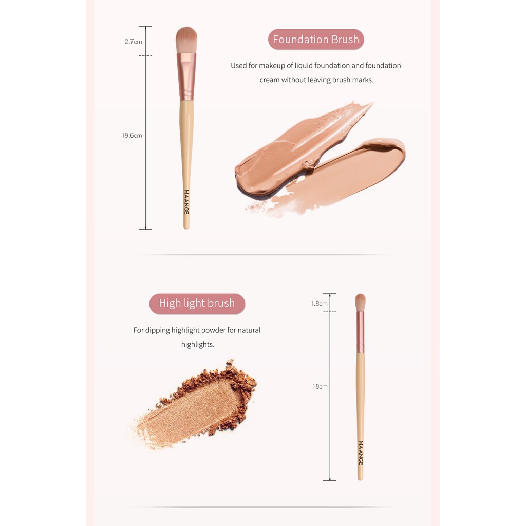 MAANGE Pro Brush Kit Makeup Brush Set Untuk Bedak Bibir Foundation Alis Eyeshadow Stabilo Alat Kecantikan Bedak Bibir Fo