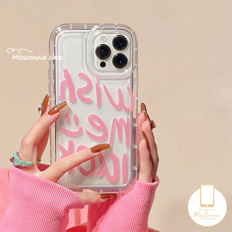 Casing Ponsel Airbag Shockproof Kompatibel Untuk iPhone 7Plus 8Plus 11 13 14 12 Pro MAX 6 6S 7 8 Plus XR X XS MAX Ins Fashion Grafiti Huruf TPU Lembut Anti Jatuh Bening Penutup Belakang