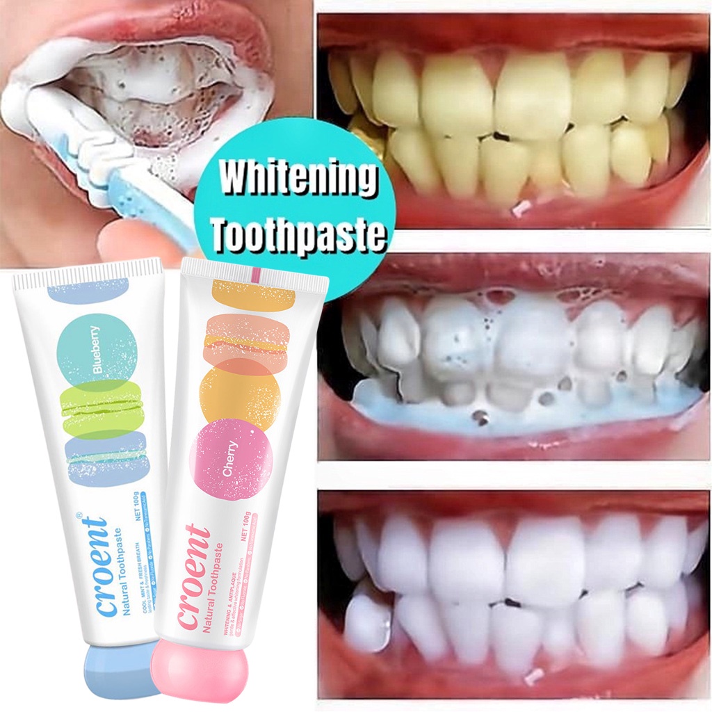 CROENT Macaron Fruit Whitening Toothpaste 100Gr - Pasta Gigi Pemutih Odol Pemutih Gigi dan Penghilang Karang Gigi