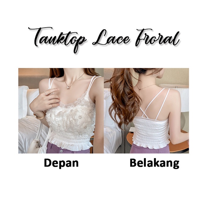 CJBH-2168 TINO-TINO TANKTOP BRA LACE FLORAL PEARL KOREA/ATASAN WANITA KOREA / BRA WANITA IMPORT