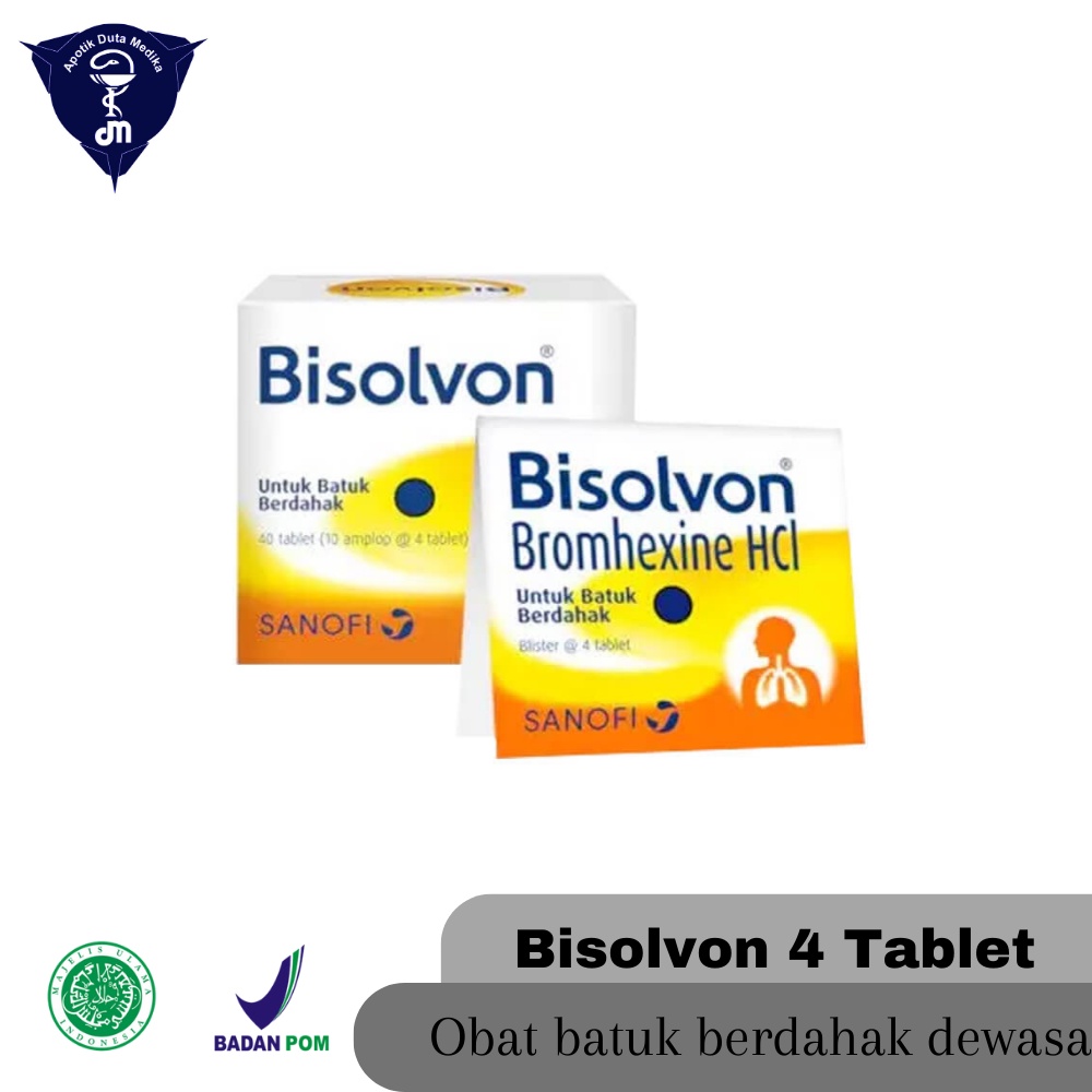 BISOLVON 8MG 4 TABLET/OBAT BATUK DEWASA/OBAT BATUK BERDAHAK DEWASA/PENGENCER DAHAK