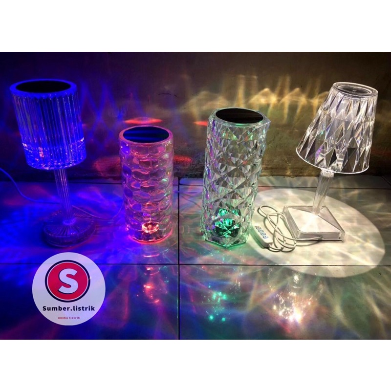 LAMPU HIAS / LAMPU MEJA CRYSTAL  / LAMPU LED CRYSTAL DIAMOND TABEL LAMPU 12 WARNA  / 12 COLOUR LIGHT RGB / LAMPU MEJA REMOT