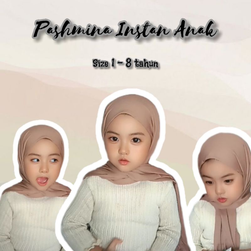 Pashmina Anak Instan Jersey Premium | Pasmina Usia 1 tahun - 8 tahun  | Hijab Anak Kerudung Bayi | J
