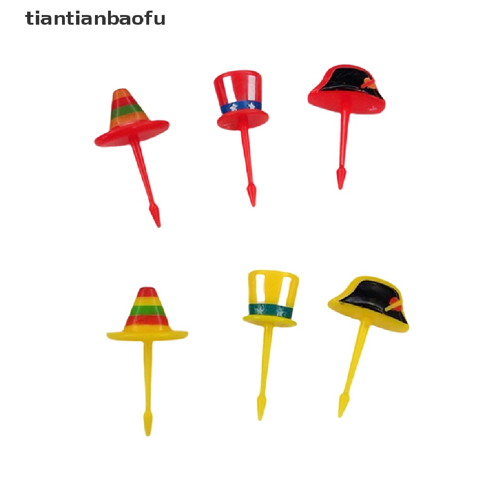 [tiantianbaofu] 6 Pcs Bento Sayur Balita Anak Garpu Buah Tusuk Gigi Topi Fruit Forks Boutique