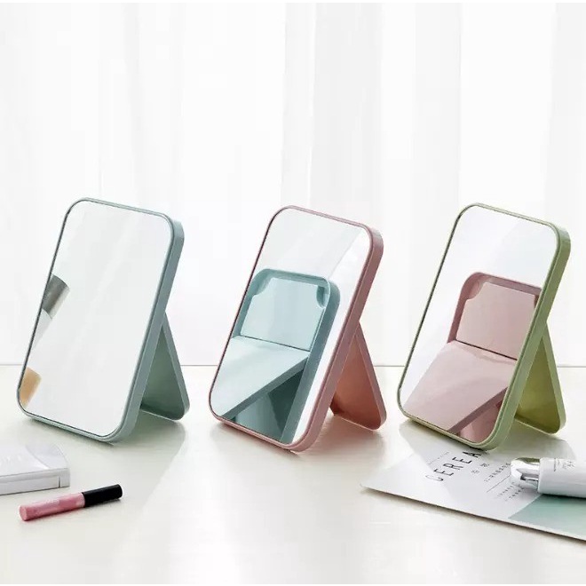 Cermin Lipat Persegi Kaca Rias Untuk Make Up Foldable Vanity Mirror / Cermin Sebaguna 15 x 10