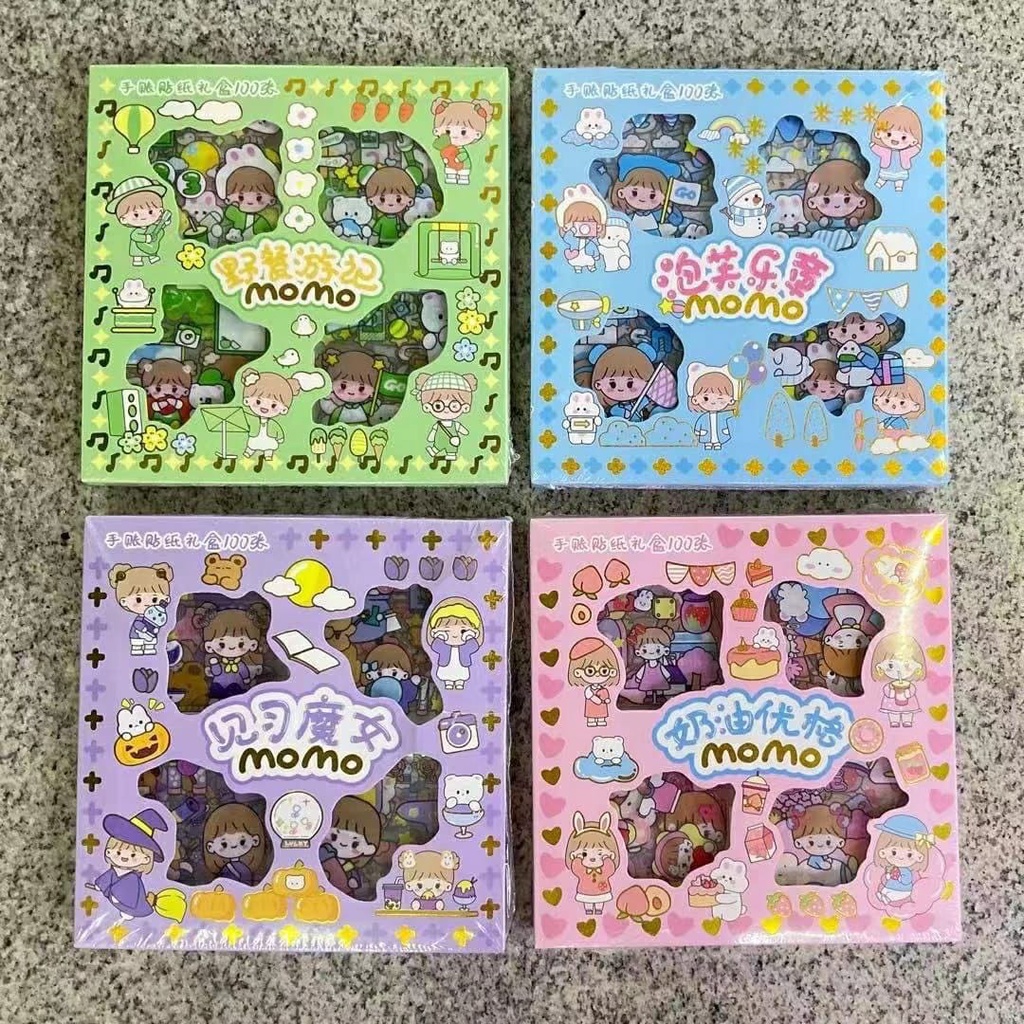 

100 Lembar Stiker Motif Momo Kartun Korea Lucu Anti Air Dekorasi Handbook Scrapbook Sticker DIY/TS Stiker Aesthetic DIY Buku