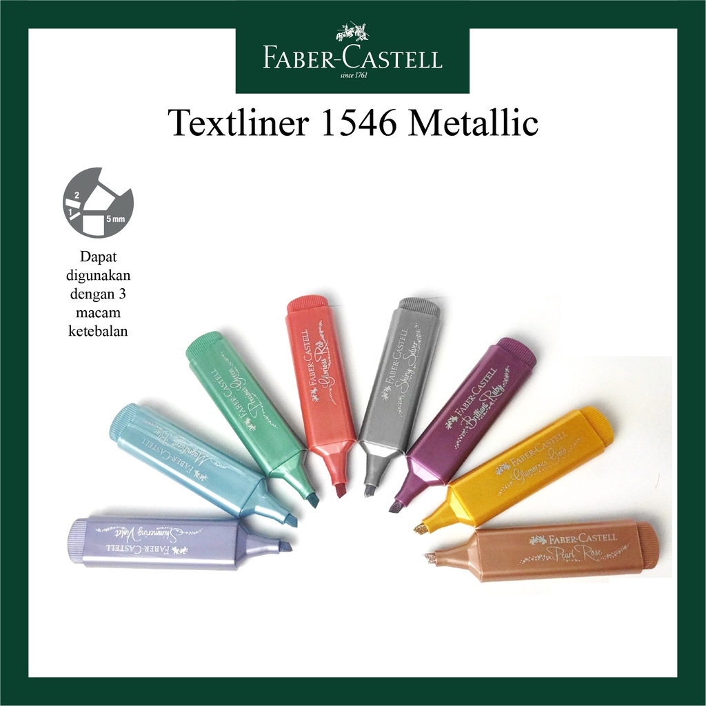 

Textliner Faber Castell Metalik 8 Warna / Highlighter / Textliner 46 Metallic