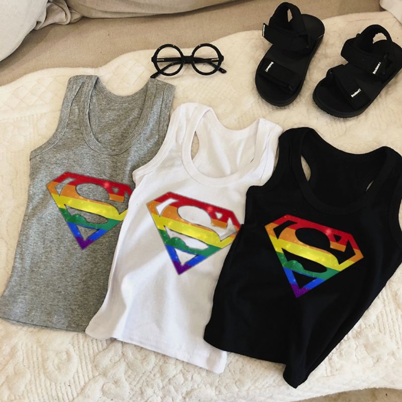 Singlet Anak Laki Dan Perempuan Untuk Anak Usia 2 sampai 10 Tahun Gambar superkids warna Kaos Anak Tanktop Anak Laki Laki Kaos Dalam Anak Baju Anak Laki