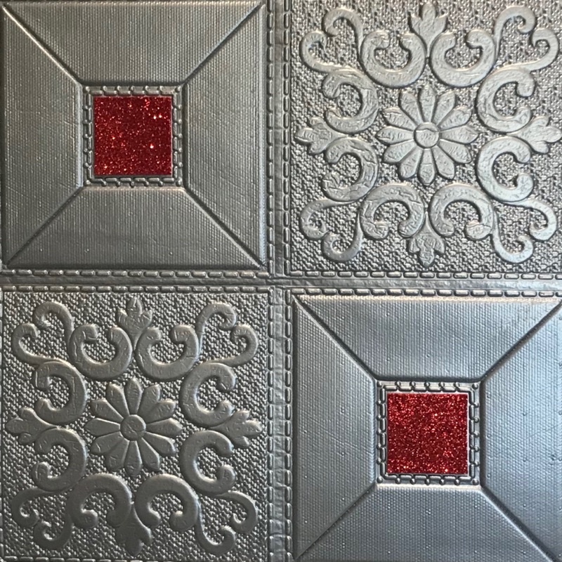 Wallpaper Dinding 3D Foam Batik Metal 35x35 cm | Wall Stiker Kristal Dinding Dekorasi Rumah