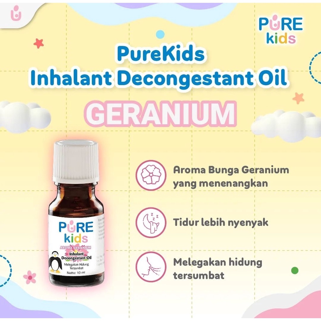 *BEST SELLER* Pure Kids PureKids Inhalant Decongestant Oil Original / Geranium / Lemon 10ml 10 ml