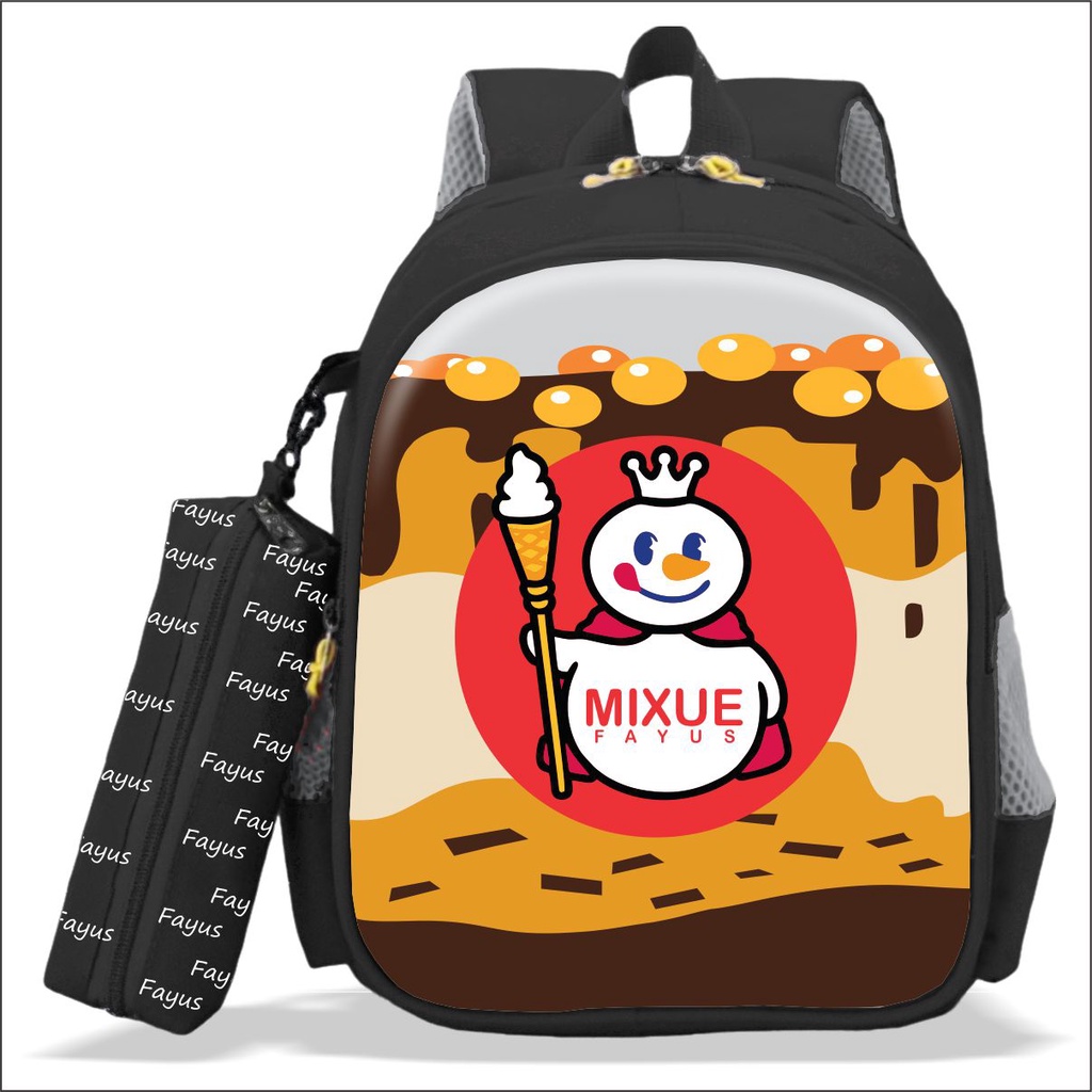 PREMIUM - tas ransel anak sekolah PAUD TK SD LAKI 2in1 PREMIUM VIRAL terbaru 2023 karakter ES KRIM MIXSUE terlaris bisa COD-Hitam