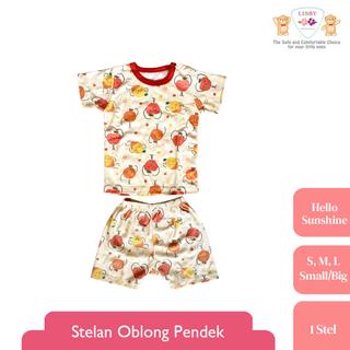 SETELAN LIBBY Oblong Pendek + Celana Pendek Motif Hello Sunshine