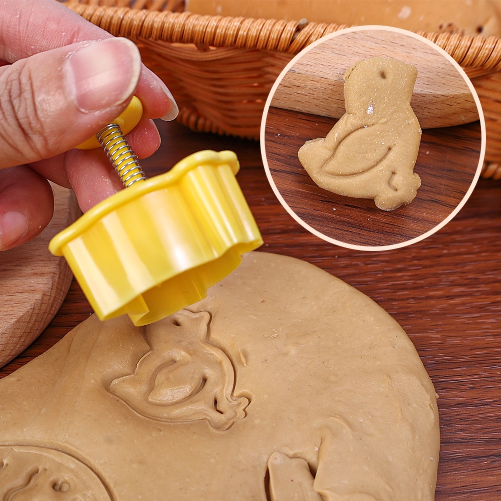 4pcs/set Paskah Cookie Biskuit Kue Pemotong 3D Kelinci Cewek Kupu-Kupu Berbentuk Plastik Cetakan Kue Buatan Tangan Baking Kue Cetakan Rumah Dapur Masak DIY Gadget