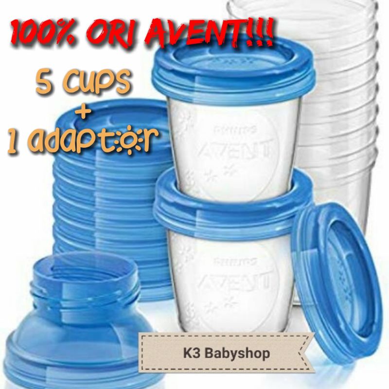 Avent Storage Cup with adaptor wadah botol penyimpanan asi asip kontainer mpasi connector breastpump