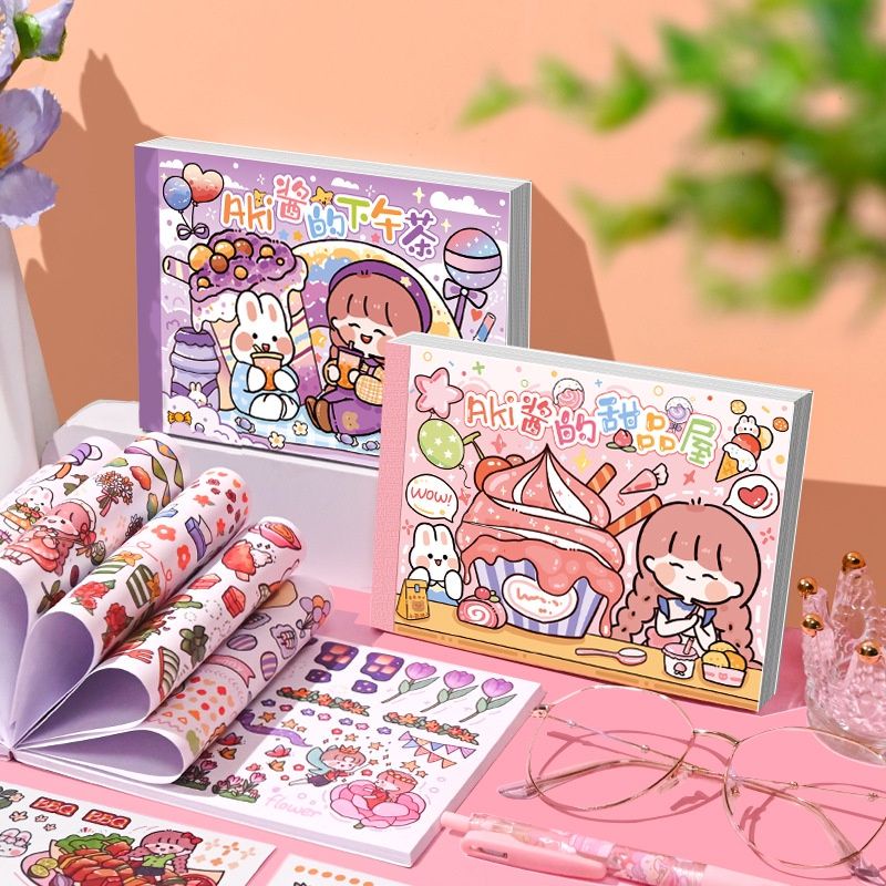 

50 Lembar Book Sticker / Buku Stiker Motif Kartun Korea Lucu