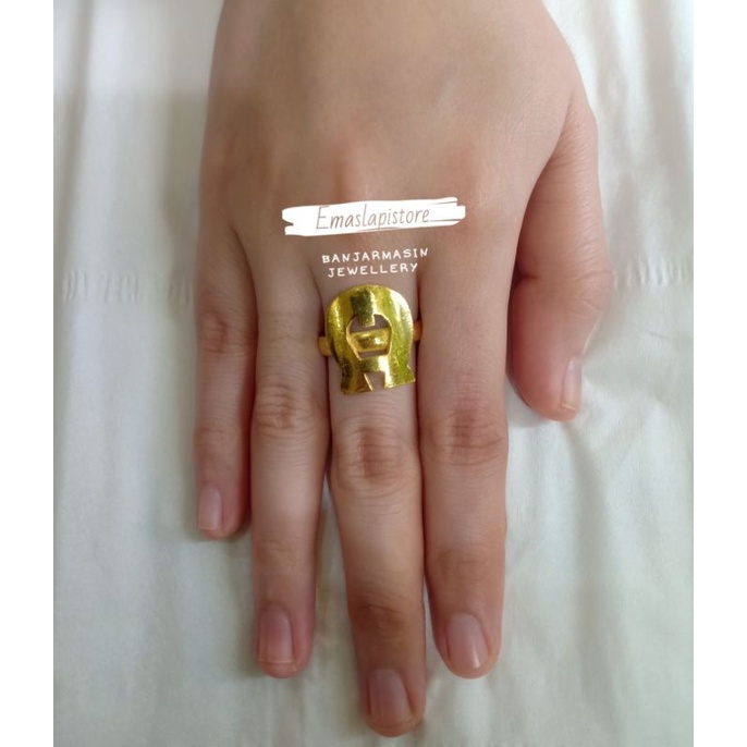 Cincin Mini Rumahan Huruf "A" Lapis Emas 999 Banjar