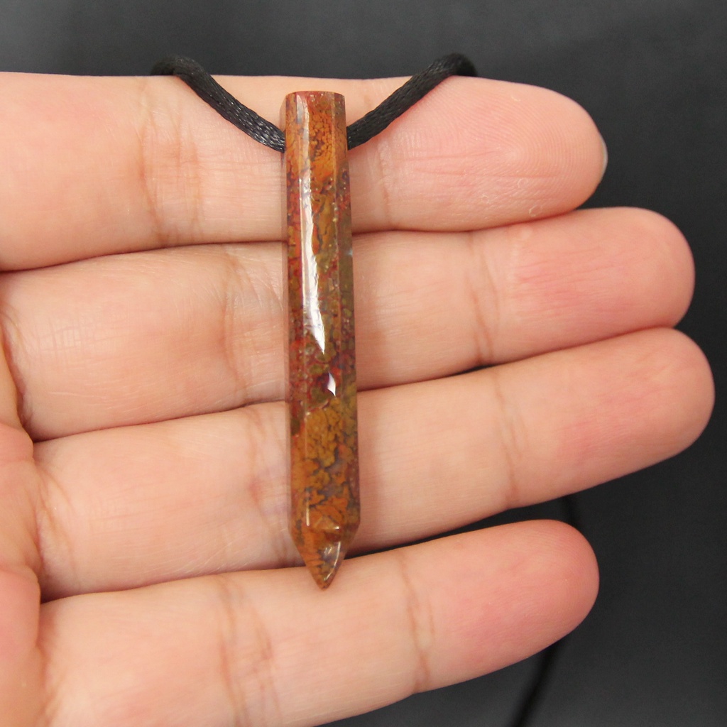 Kalung Liontin Batu Lumut Pancawarna Natural Moss Agate LT1312