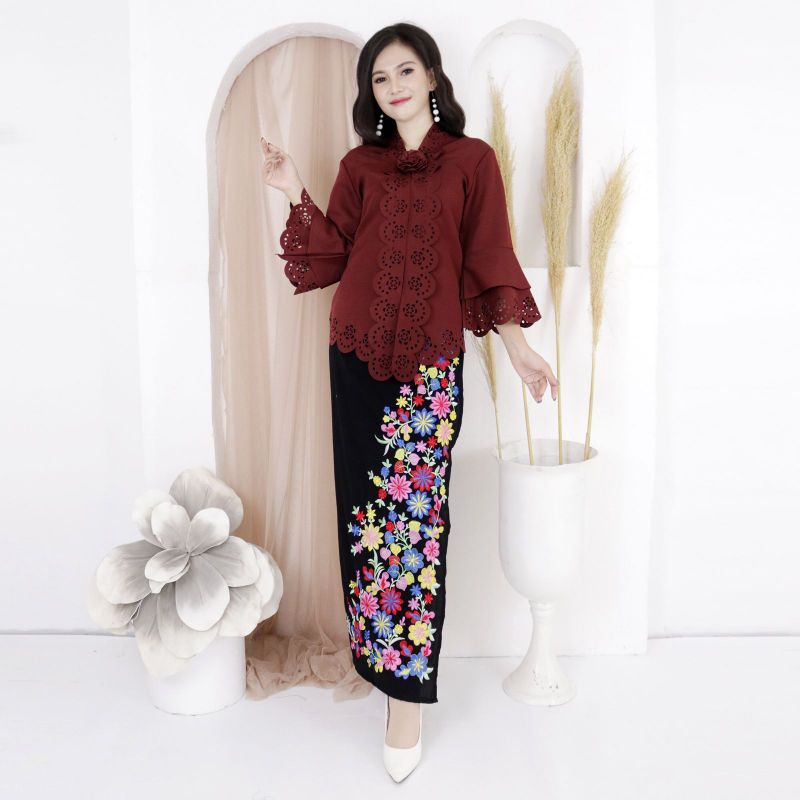 PROMO Kebaya Encim Senada Modern Katun Laser Impor Tangan Terompet