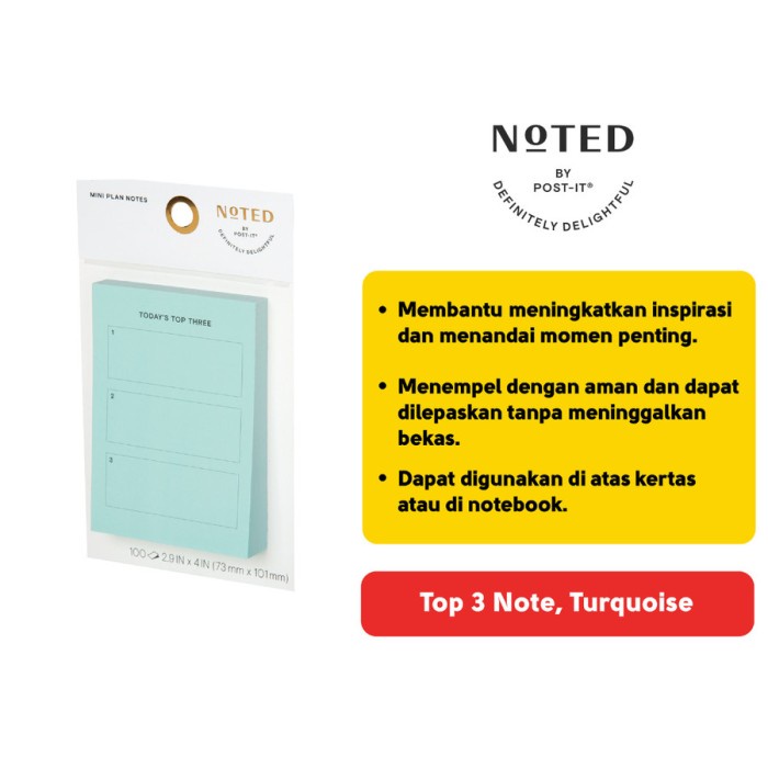 

3M Noted by Post-it Top 3 Notes Kertas Memo Turquoise NTD-34-TQ