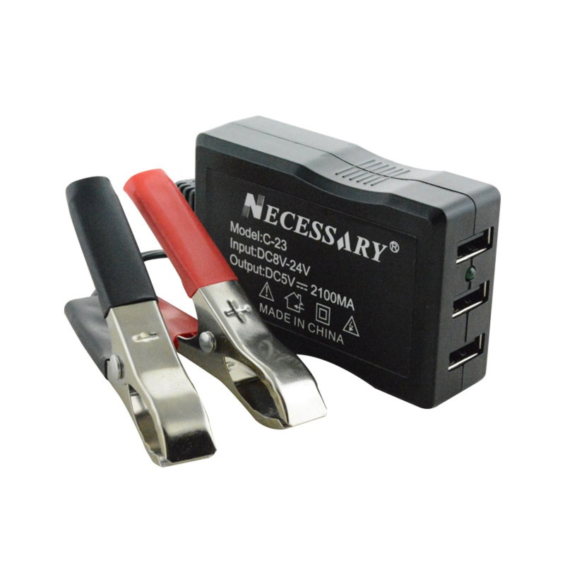 Zzz Alligator Clip Converter DC8V-24V USB 5V2.1A Charger Power Adapter 3port USB Untuk Ponsel Android Tablet Klip