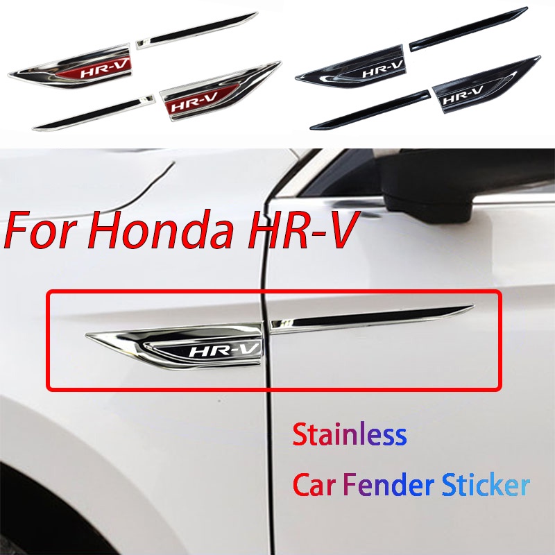 1set Fender Mobil Label Samping Bahan Stainless Steel Untuk Aksesoris Honda HRV HR-V HEV EL RS