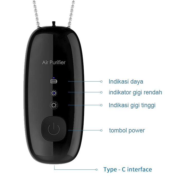 Wearable Air Purifier Necklace Elektronik Ion Negatif USB Pembersih Udara Portable Air Freshener