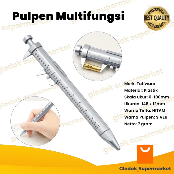 Pen Ukur Sigmat Pulpen Multifungsi Ballpoint Penggaris Measuring Taffware B100