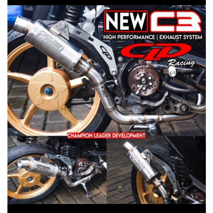 Knalpot New C3 Bulat Mio/Mio J/Genio/Mio Sporty CLD Racing
