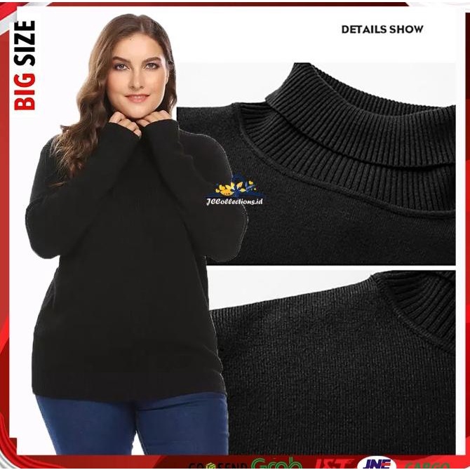 Sweater Turtleneck Wanita Big Size / Sweater Rajut Jumbo - JCFashion
