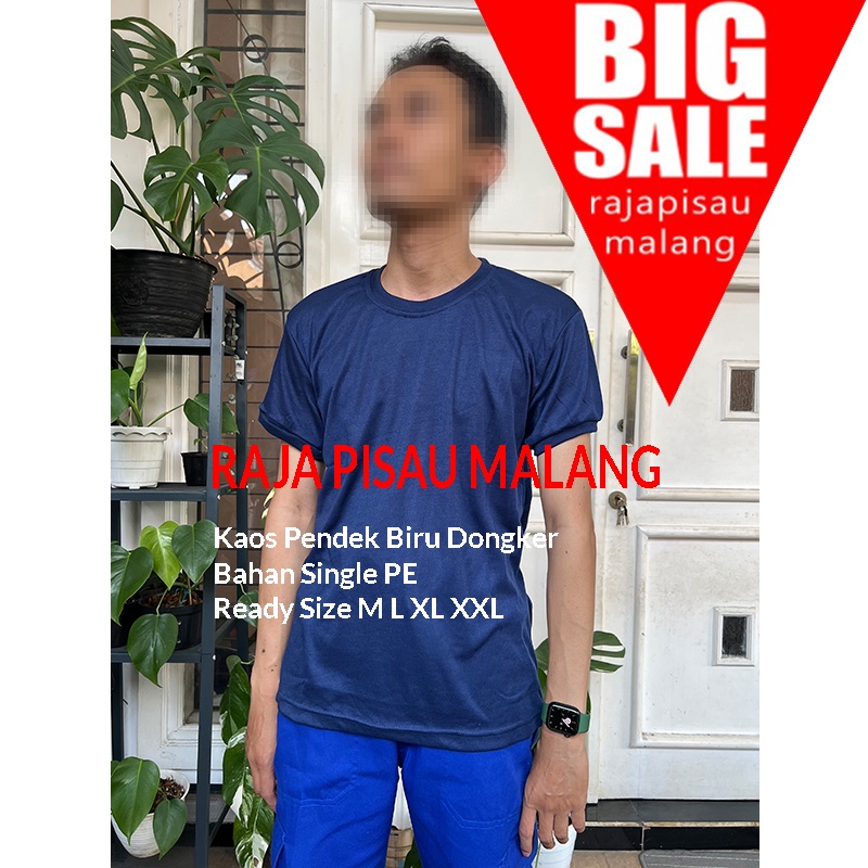 Kaos oblong Kaos polos BIRU DONGKER kerah tinggi |Kaos dalaman biru kerah tinggi lengan pendek|Kaos oblong polos bisa cod Bahan Pe