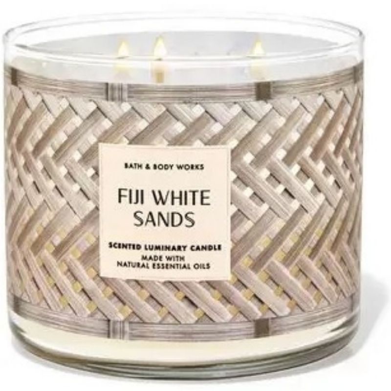 BATH &amp; BODY WORKS BBW BEACHY KEEN FIJI WHITE SANDS 3-WICK SCENTED CANDLE 411 G LILIN WANGI 3 SUMBU UKURAN BESAR PENGHARUM RUANGAN