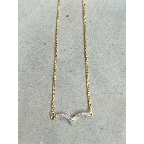 kalung nori anak V mata putih 2 gram emas muda