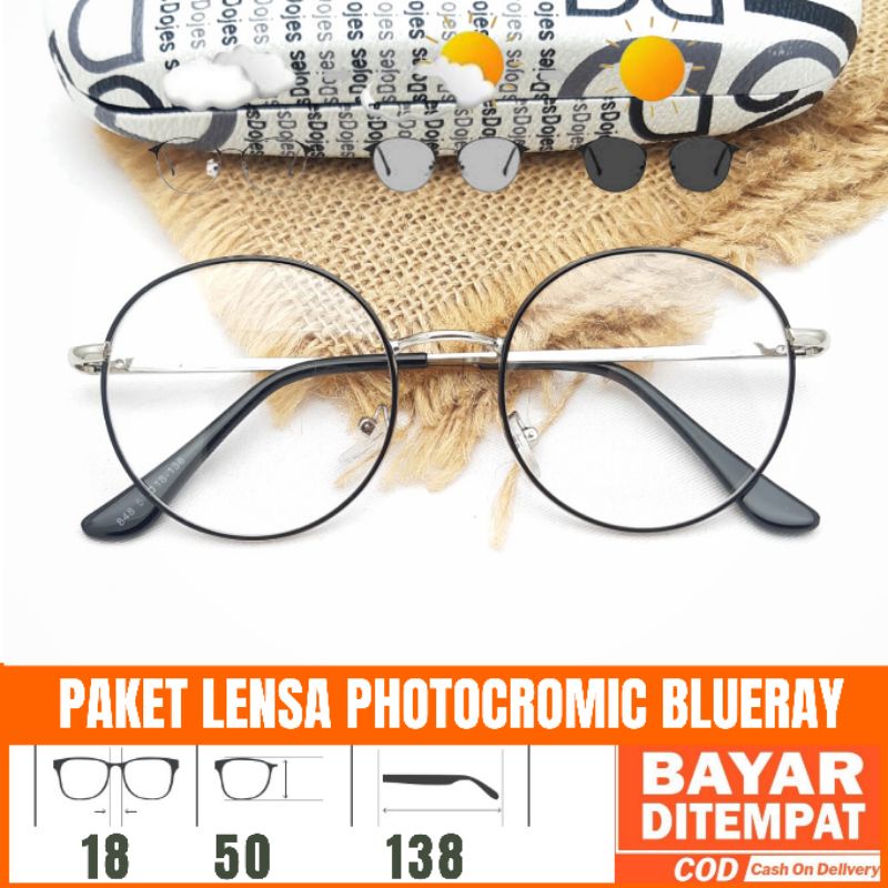 Frame Kacamata Bulat 848  Gratis Lensa Minus Kacamata Antiradiasi Kacamata korea