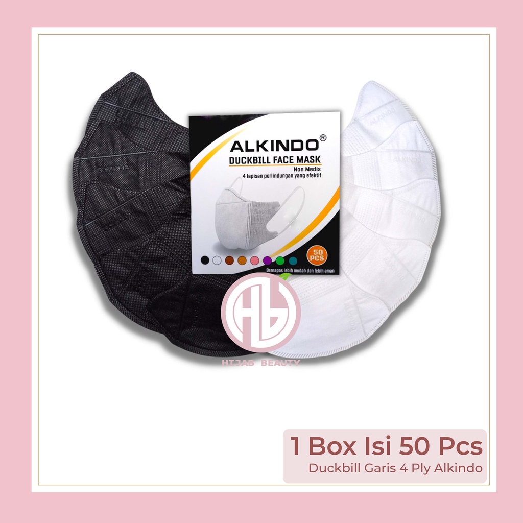 Masker Duckbil / Duckbill Garis Alkindo - 1 Box Isi 50 Pcs