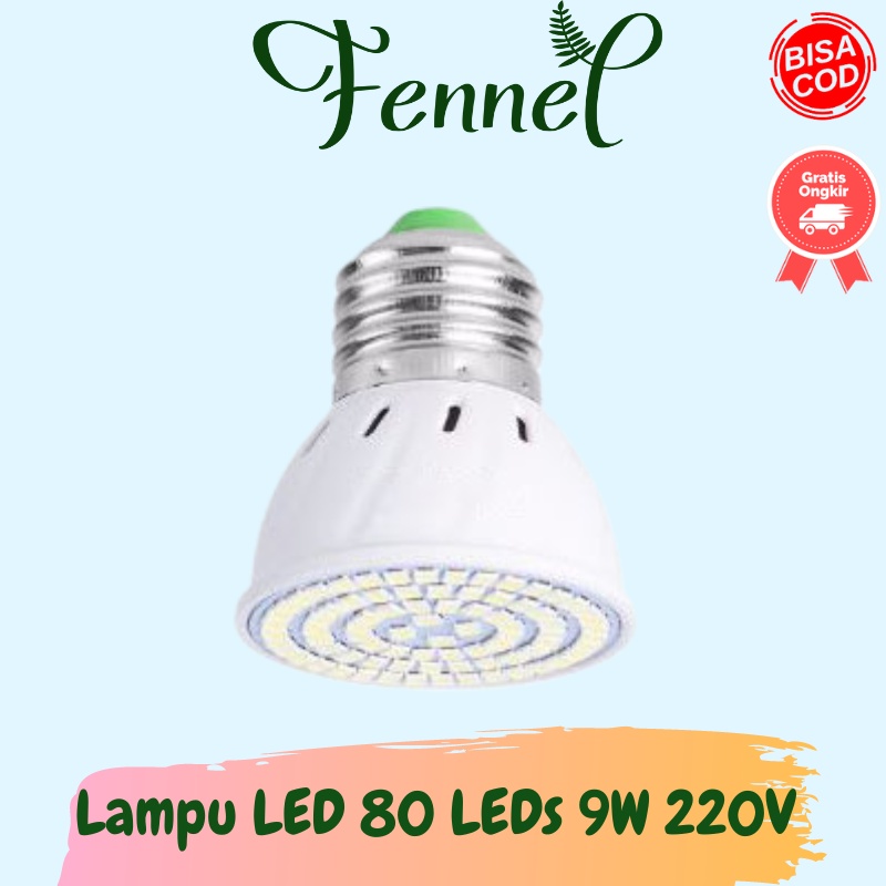 Lampu Bohlam LED Spotlight Bulb 80 LEDs 9W 220V E27