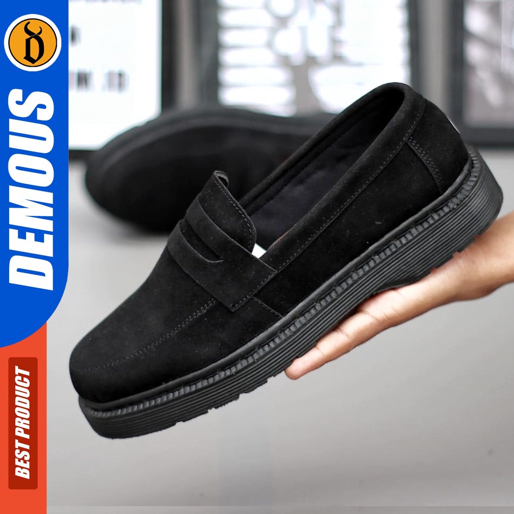 DEMOUS Malms - Sepatu Loafers Docmart Formal Pantofel Kerja Pria Hitam