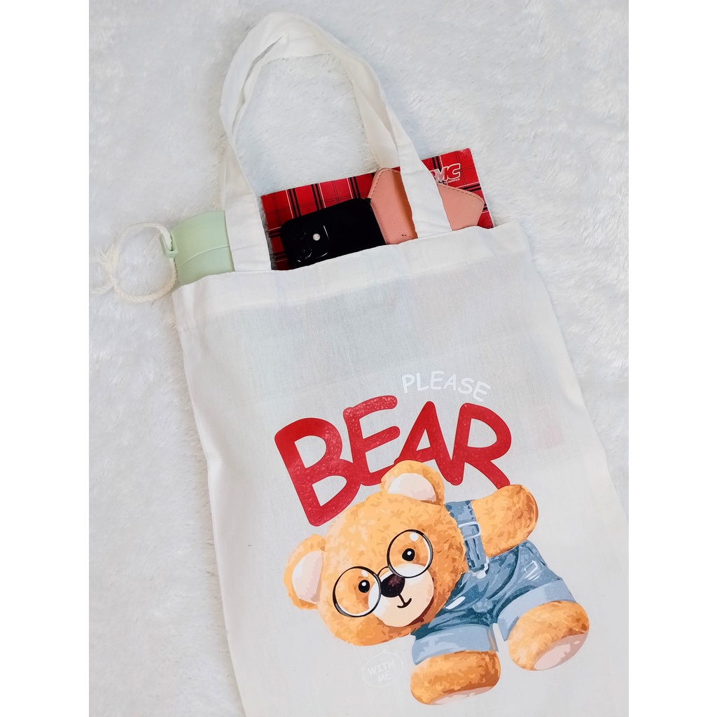 Totebag Tas Tote Teddy Bear Tote Bag Fashion Wanita Tote bag premium Totebag zipper totebag velcro Termurah