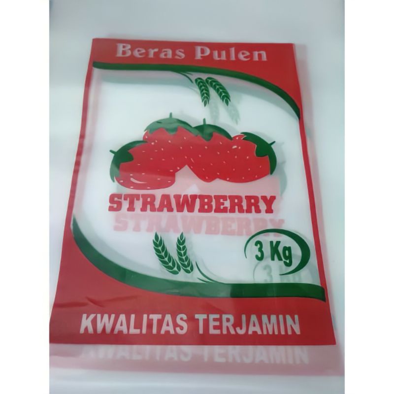KEMASAN 3 KG Plastik Beras Kemasan Stoberi 3kg 3 Kg Strawberry Ready Stock