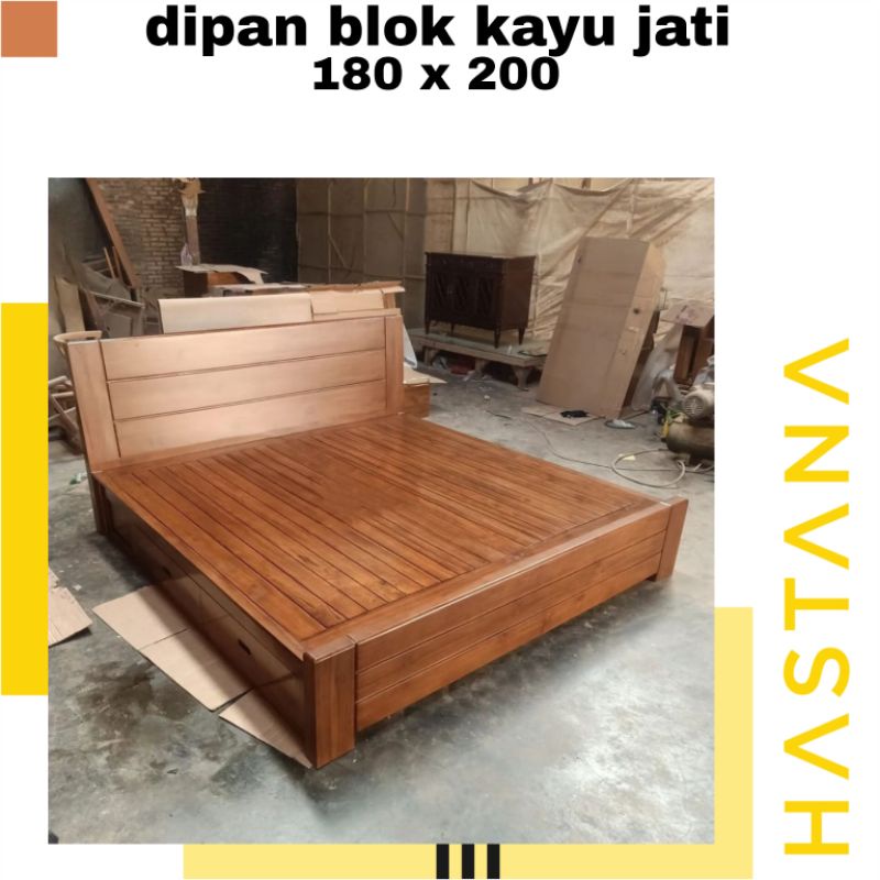 dipan tempat tidur minimalis jati , dipan blok kayu jati , dipan minimalis modern