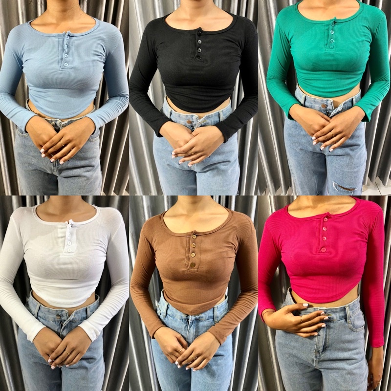 CROP TOP OVAL LENGAN PANJANG