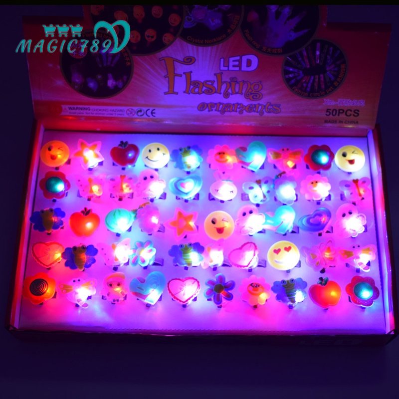 Magic789 Kreatif Kartun Bunga Kupu-Kupu LED Cincin Untuk Dewasa Anak-Anak Yang Indah Berkilau Kelinci Jantung Jari Cincin Perhiasan Hadiah