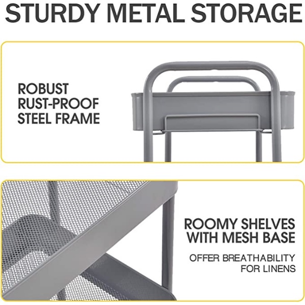 Rak Troli Serbaguna Rak Beroda Rak Dapur Stainless Rak Penyimpanan 3/4/5 Tingkat Rak Kamar Tidur Kamar Mandi Dengan Roda