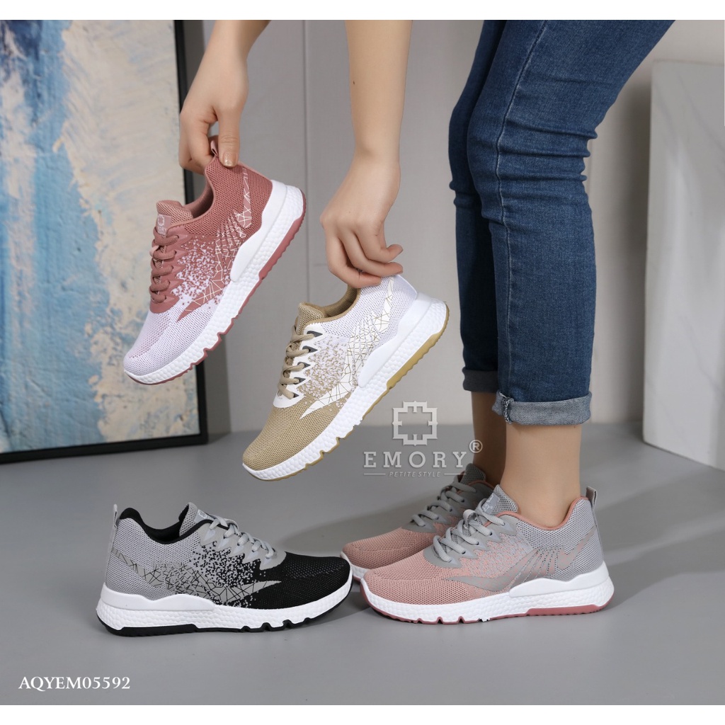 SEPATU SNEAKERS WANITA EMORYSTYLE   Corinna AQYEMO 5592  MB KHAKI/WHITE