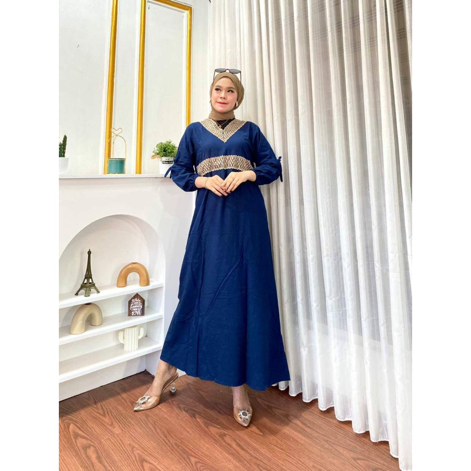 Majidah Baju Gamis Muslim Wanita Bahan Rayon Polos Kekinian Terbaru