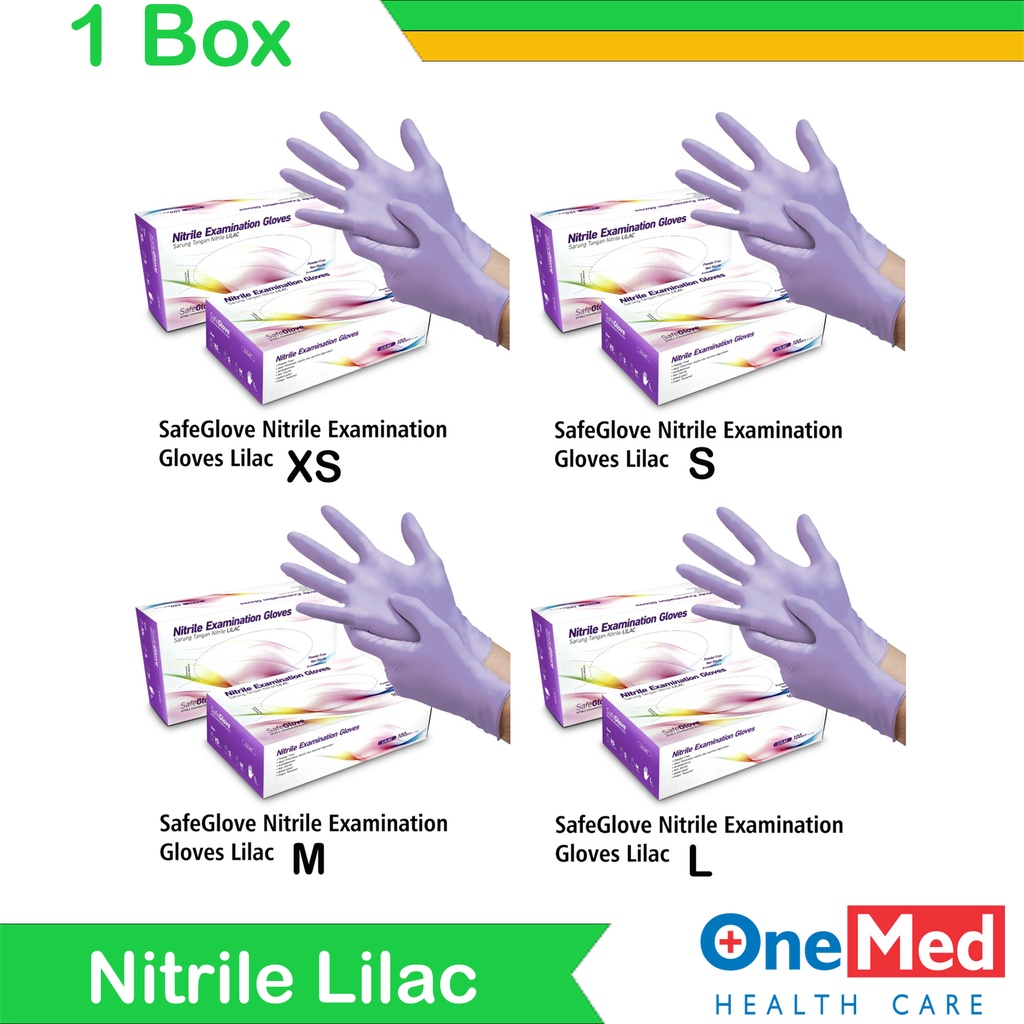 Alkes Pasar Pramuka Sarung Tangan Nitrile Lilac OneMed Box Isi 100 Pcs
