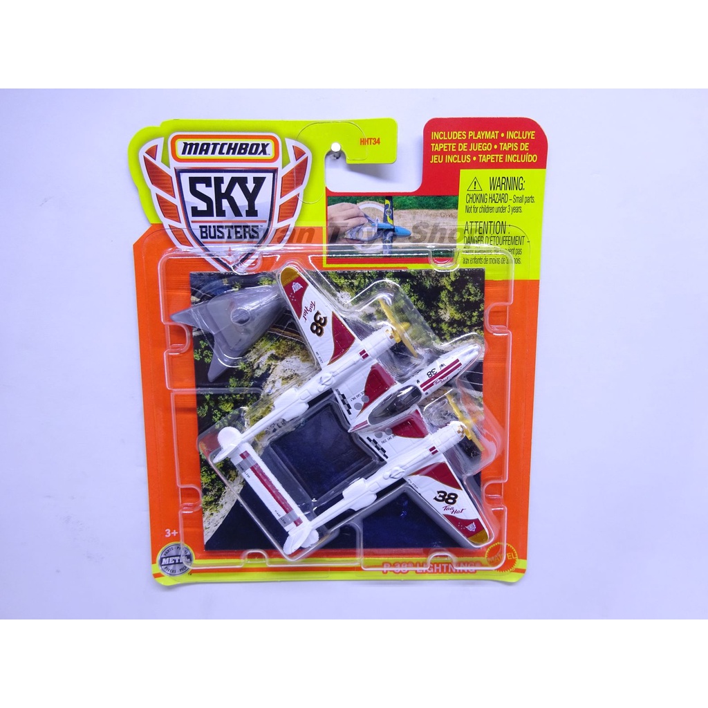 Matchbox Sky Busters P-38 Lightning Putih 38 Pesawat