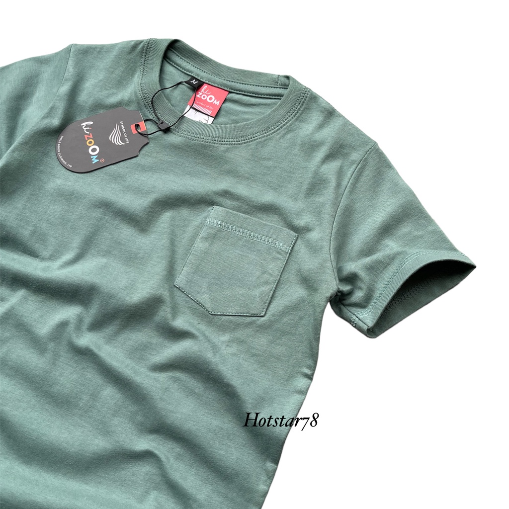 hizoOM Baju Kaos Oblong Polos Anak cowok / cewek Usia 1-12 Tahun Bahan Katun Warna Mineral Green